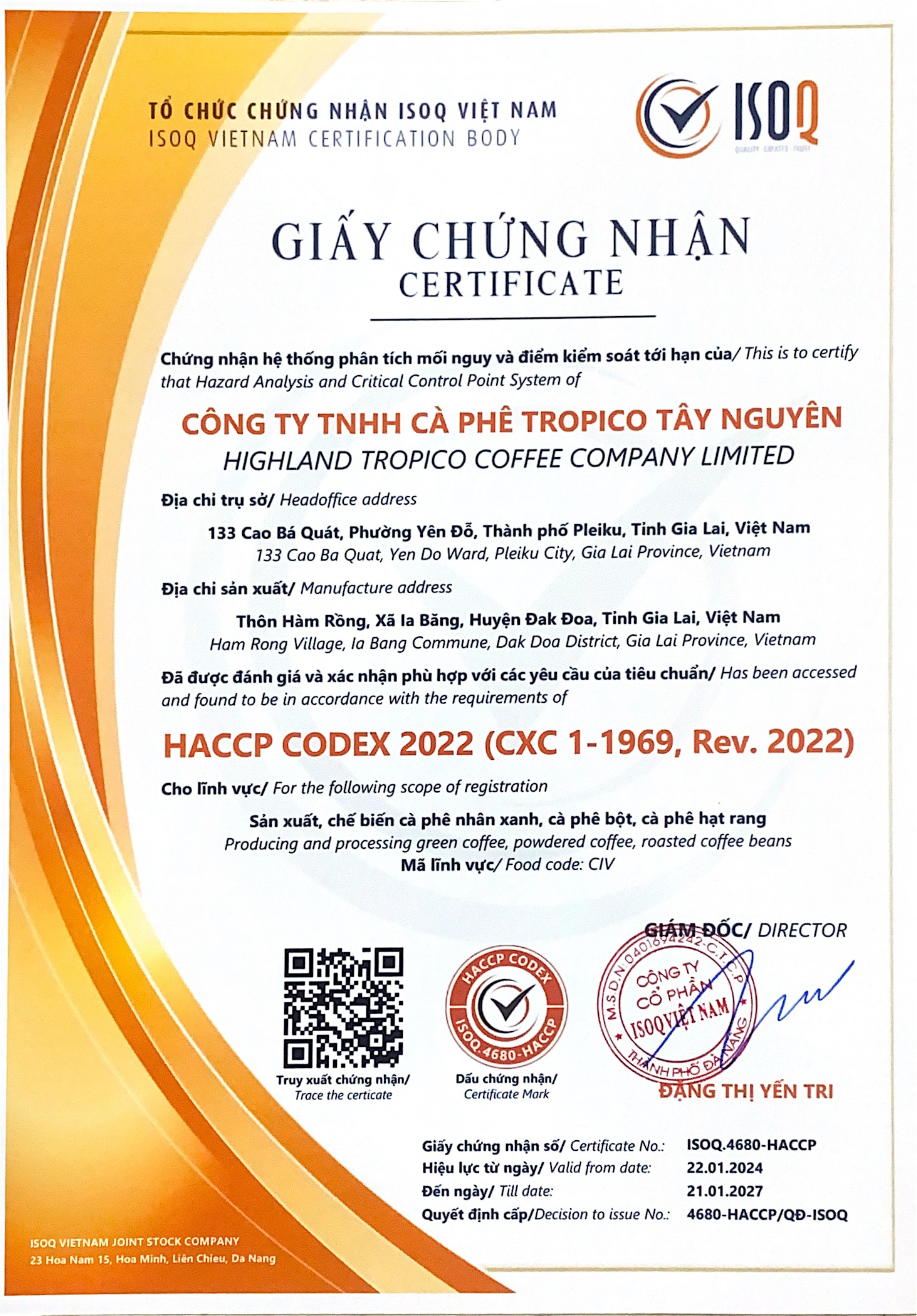 chứng chỉ của chúng tôi